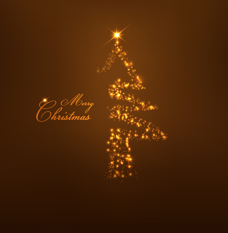 Golden Christmas tree light effect vector material
