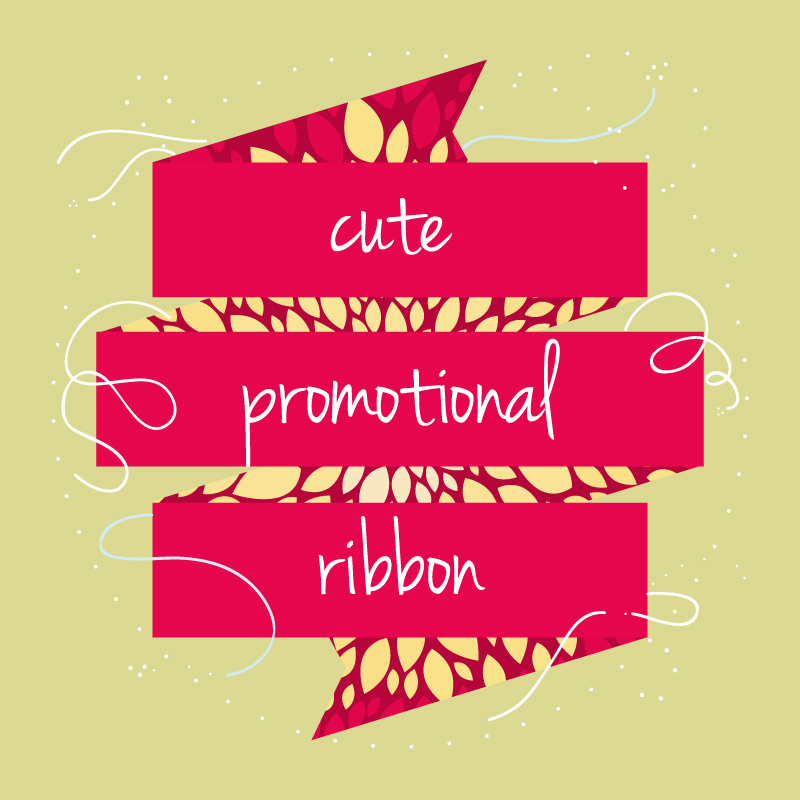 Promotional cute ribbon background vector material
