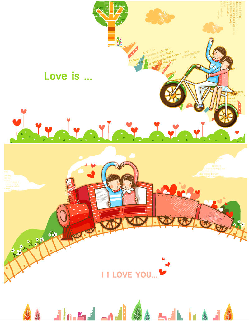 Cartoon couple illustrator vector material
