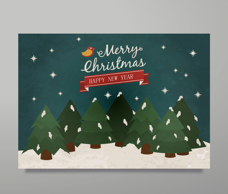 Playful retro Christmas card vector material
