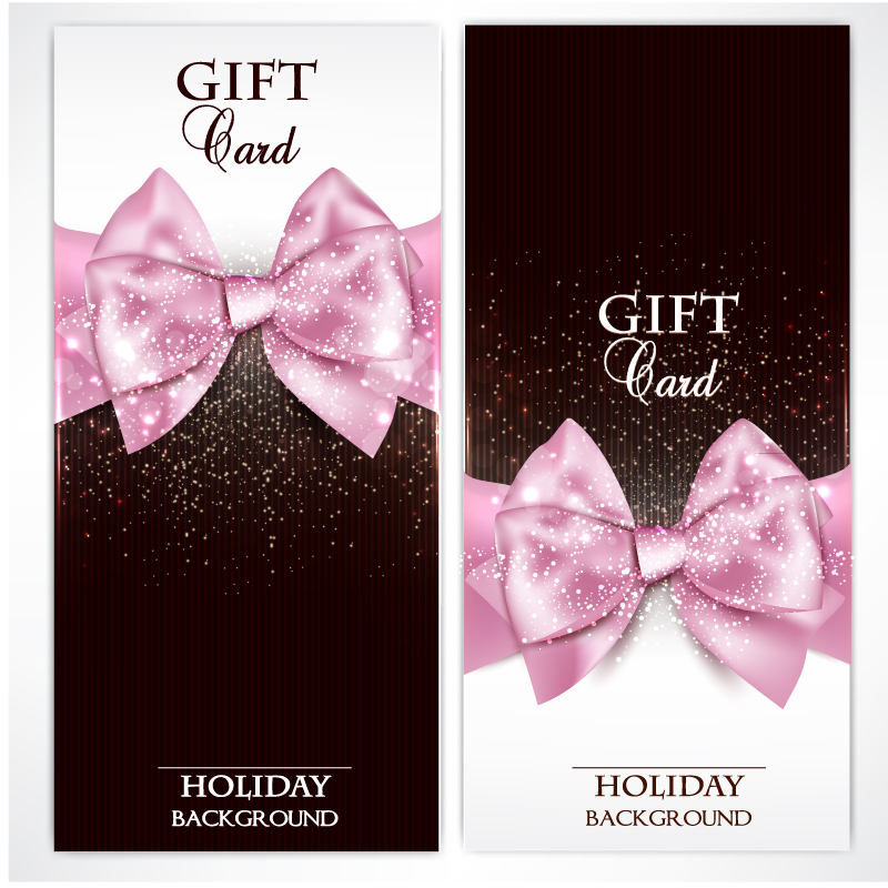 2 pink bow gift cards vector material
