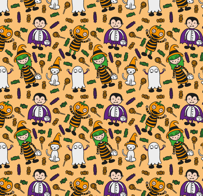 Cartoon Halloween seamless background element vector material
