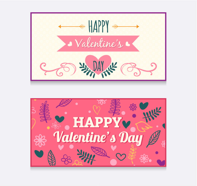 Fresh valentine cards vector material
