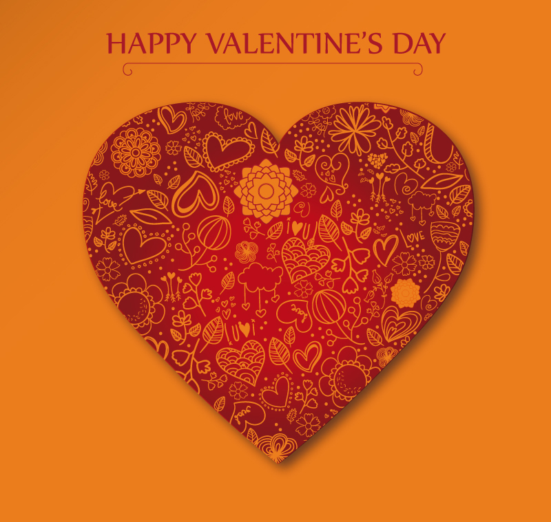 Love greeting cards orange pattern vector material

