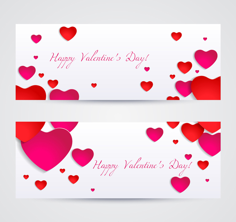 Two Valentine's Day love banner design vector material
