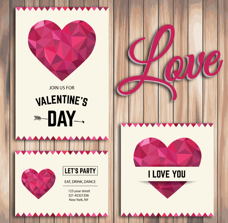 Valentine's Day party invitation card love geometric vector material
