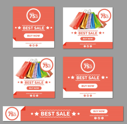 5 fashion discount cards vector material
