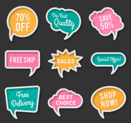 9 color promotional language bubble vector material
