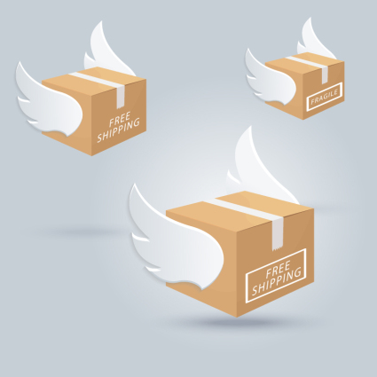 3 cartons with wings vector material
