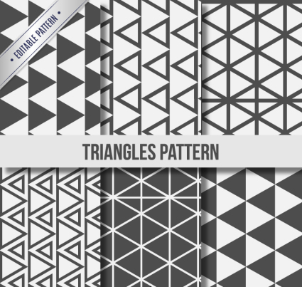 6 black and white triangle seamless background vector material
