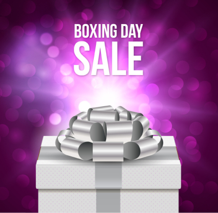 Boxing Day gift purple poster vector material
