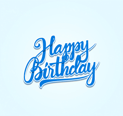 Blue Happy Birthday WordArt vector material
