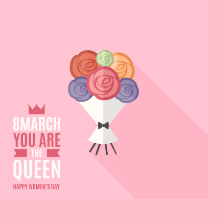 Creative Women's Day greeting cards vector material bouquets
