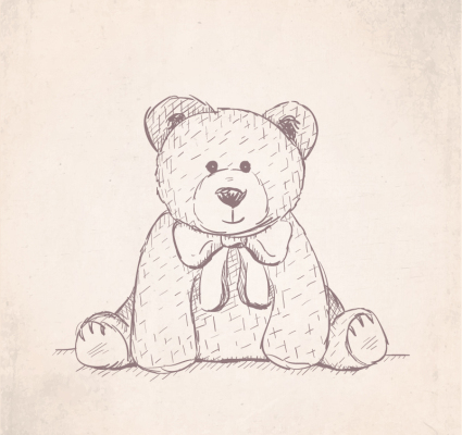 Honest painted teddy bear Vector material
