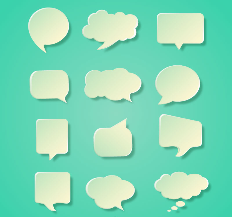 12 white textured language bubble vector material
