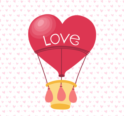 Love red hot air balloon vector material
