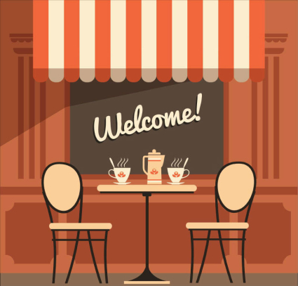 Creative outdoor cafe illustrator vector material
