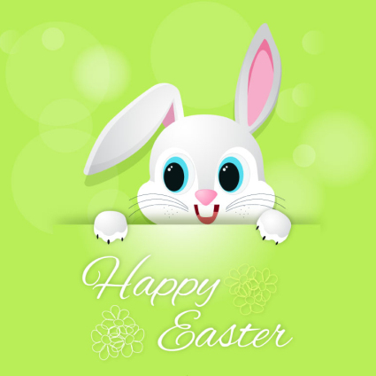 Cute Easter bunny greeting card vector material
