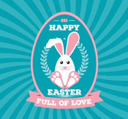 Bigfoot Easter rabbit greeting card vector material
