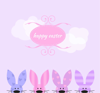 Cute Easter bunny greeting card pattern vector
