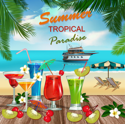 Beautifully summer holidays illustrator vector material
