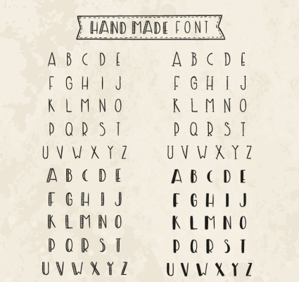 Hand-painted letters Vector material design
