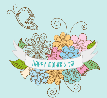 Cartoon Mother's Day flowers vector material
