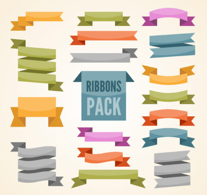 18 models of color ribbon banner vector material

