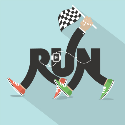 Creative run WordArt vector material
