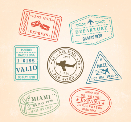 7 of aviation postmark design vector material
