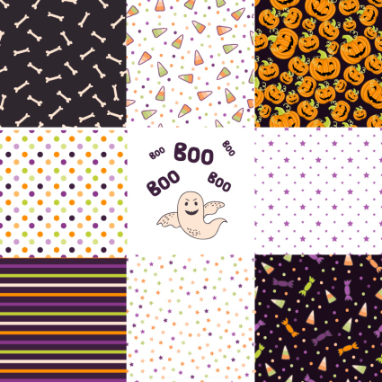 8 Halloween seamless background vector material
