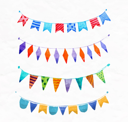 4 holiday watercolor pull flag vector material