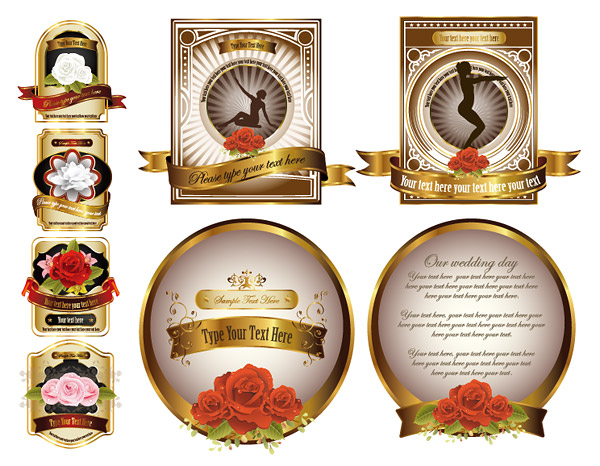 Continental rose gold label vector material
