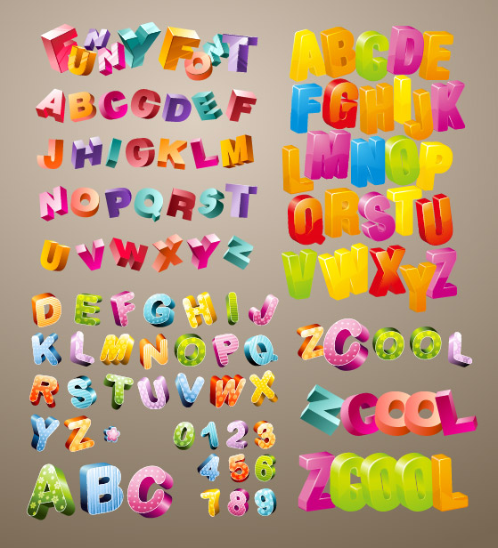 Lovely three-dimensional letters Vector