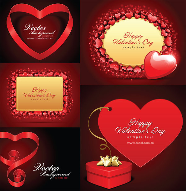 Romantic Valentine's Day Love cards vector material
