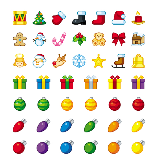 Cartoon Christmas icons - vector