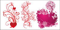 3 beautiful heart-shaped pattern vector material