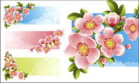 Beautiful butterfly and peach Vector material