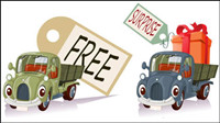 Cartoon trucks 05 - vector material
